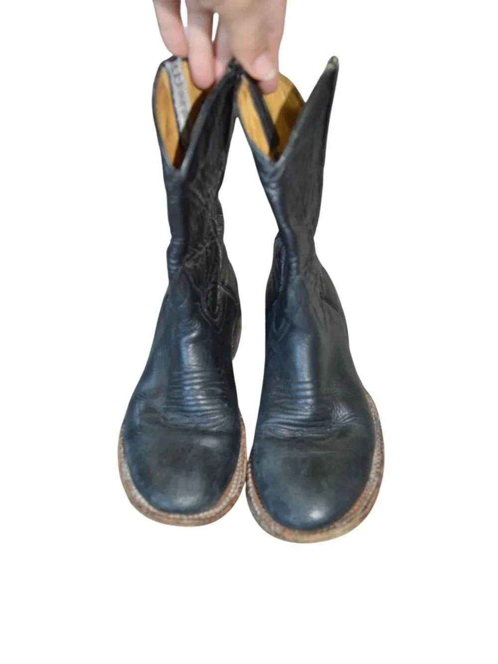 Anderson Bean Black Leather Western Ankle Boots Estimated Size Women's 6 - 6.5